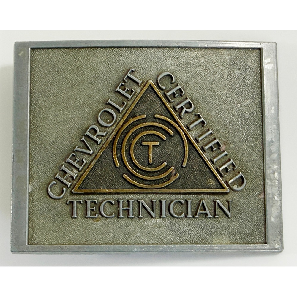 R.J. Roberts Belt Buckle Mens Silver Chevrolet Certified Technician Vintage